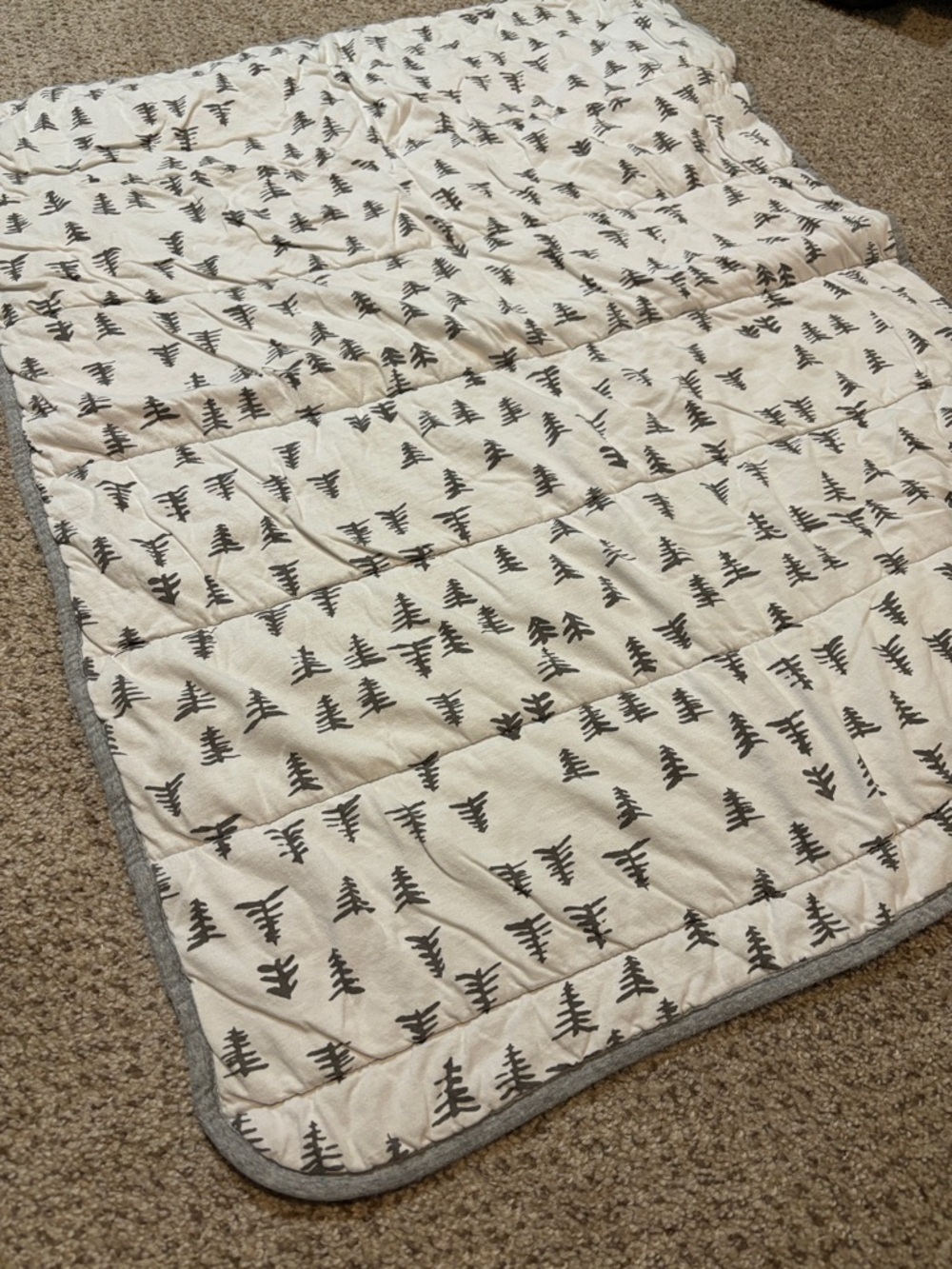 Burt’s Bees Baby Gray & White Tree Print Stripes Organic Cotton Blanket